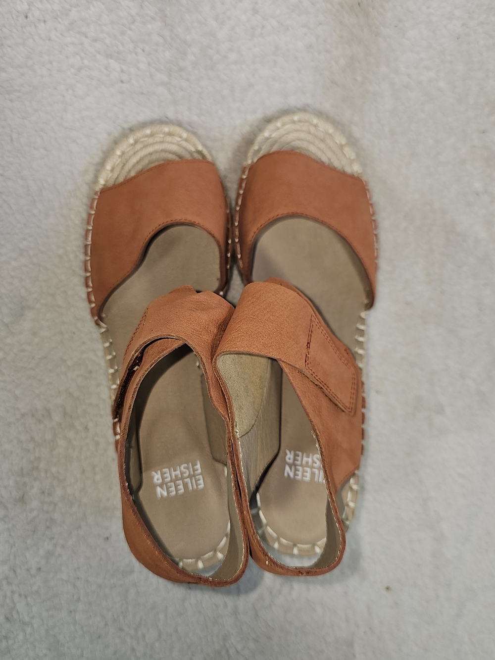 Eileen Fisher Weslia Espadrille Wedge Sandal Cider Leather Size 6.5 Coastal. - Picture 5 of 12